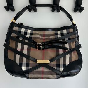 Burberry Black and Tan Plaid Shoulder Bag